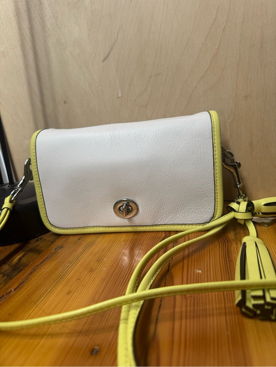 Coach Handbags - Coach White and Yellow Leather Crossbody with Tassel